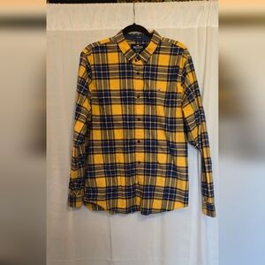 Hollister Men's Yellow and Blue Plaid Shirt